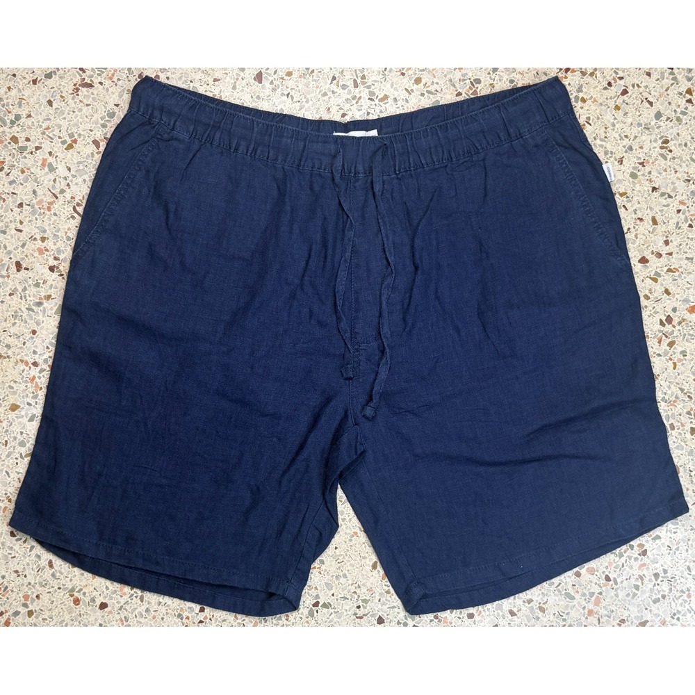 Onia Men's Blue 100% Linen Drawstring Waist Slash Pockets Casual Shorts Size XXL